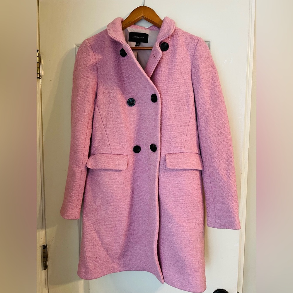 Pink Ann Taylor wool coat xs Barbie Bubblegum pink